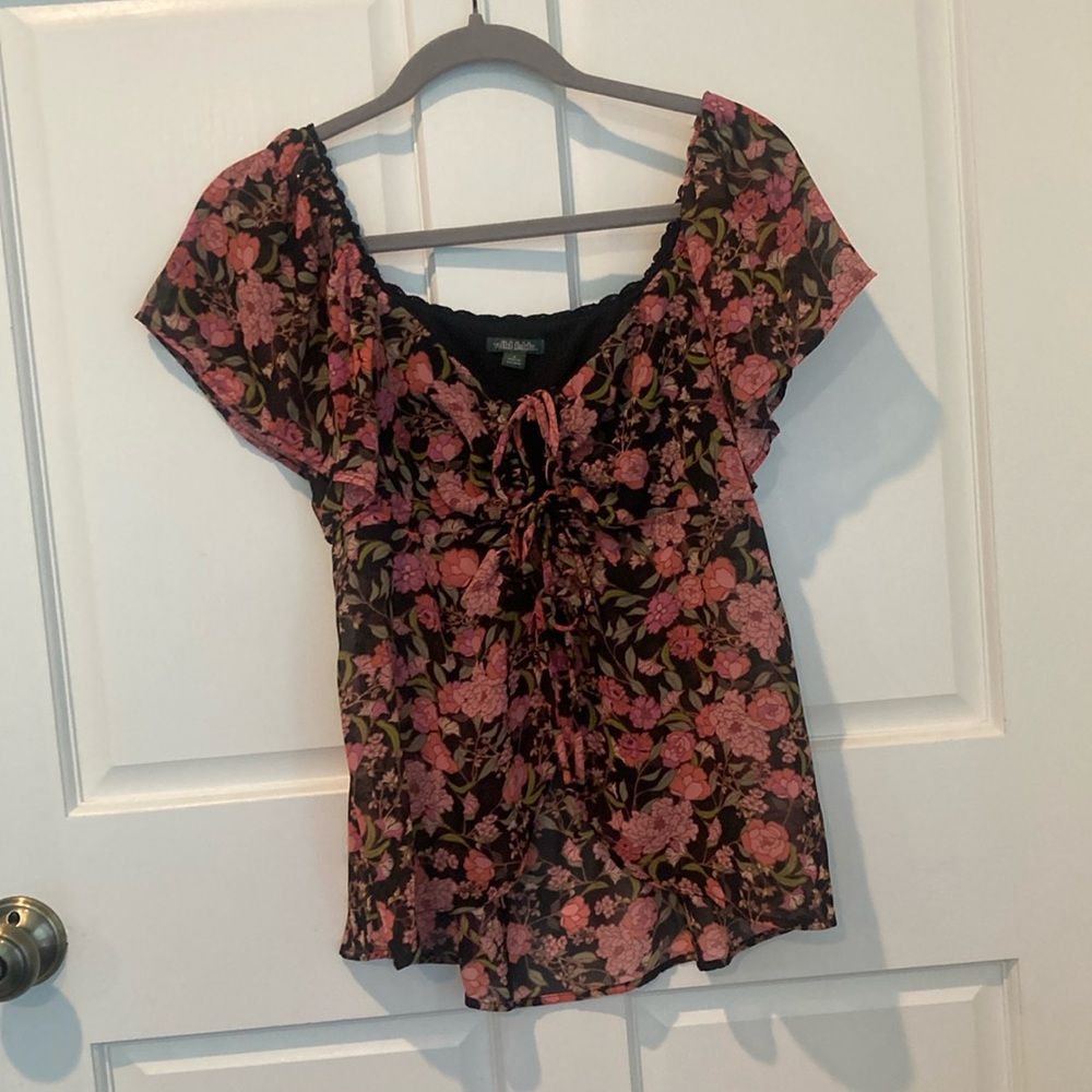 Wild Fable Open Tie Floral Top